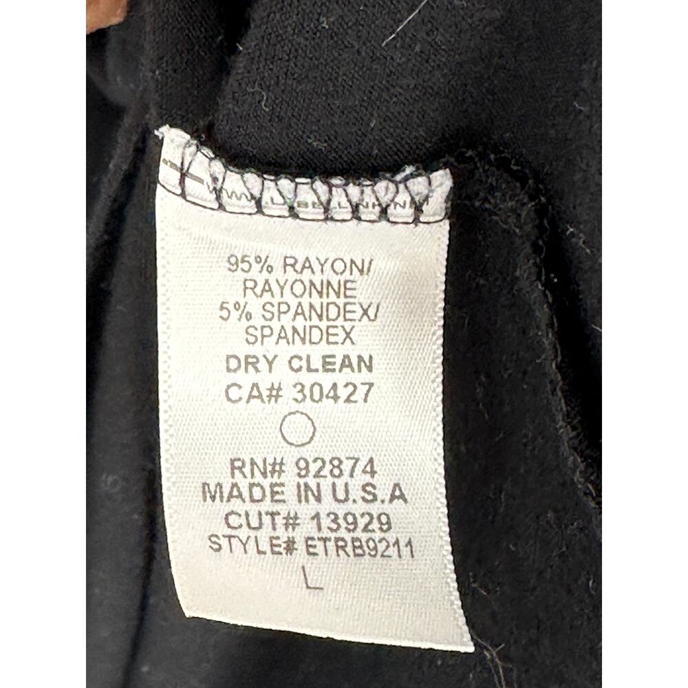 Ella Moss Black Blouse Top L Large Pleated V-Neck Braided Sleeve Bohemian Career - Picture 5 of 8